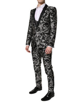 Dolce & Gabbana Black Gray MARTINI Jacquard Men 3 Piece Suit