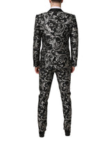 Dolce & Gabbana Black Gray MARTINI Jacquard Men 3 Piece Suit