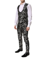 Dolce & Gabbana Black Gray MARTINI Jacquard Men 3 Piece Suit