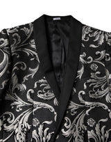 Dolce & Gabbana Black Gray MARTINI Jacquard Men 3 Piece Suit