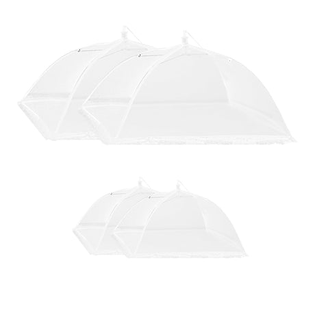 Fafish 4 Pack Pop-Up Mesh Food Covers Tent Umbrella2 * 17 Inches and 2 * 12 InchesCollapsible and Reusablefor Screen TentsOutdoor Camping Picnics PartiesBBQ (White)