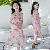Girls' Bohemian Summer Dress - Floral Beach Maxi Dress