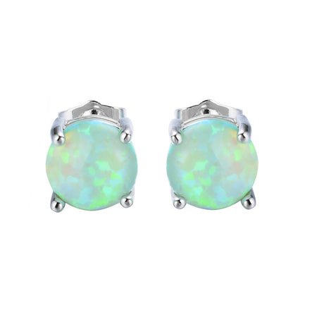 6mm Stylish Opal Earrings with Zirconia Stone Setting