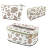 Deokke 3Pcs Makeup BagTravel Makeup BagMakeup Bags for WomenMakeup Brush BagLarge Capacity PU Cosmetic BagWaterproof and Durable-Brown Cow Pattern