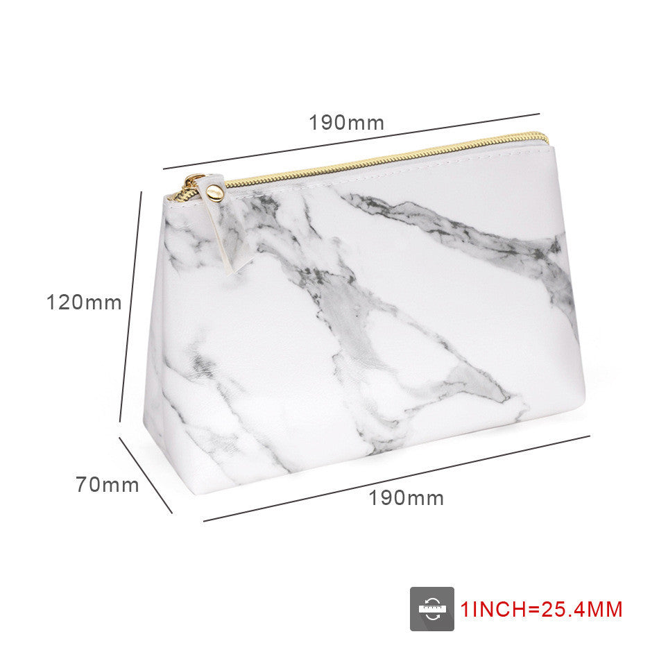 Simple White Marbled PU Cosmetic Bag