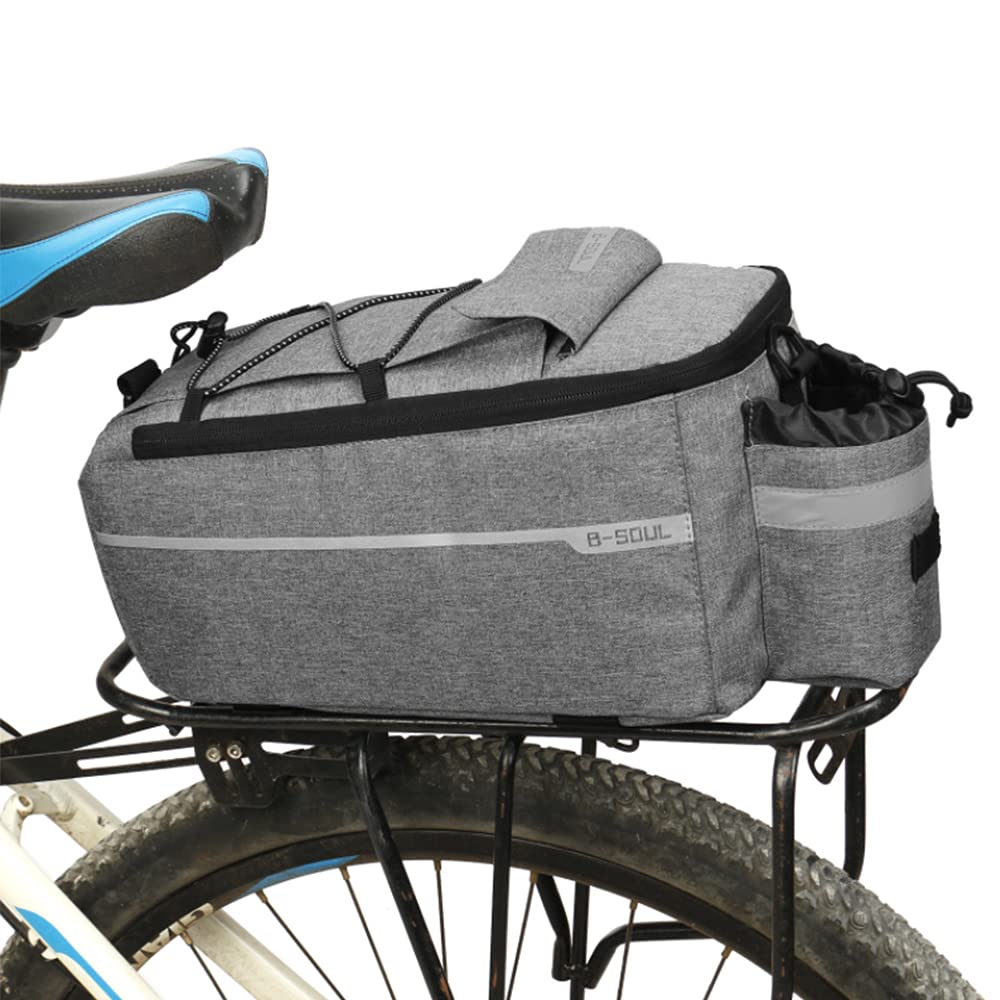 ZTZ Bike Rack Bag Bike Rear Seat Cargo Bag Bicycle Rear Rack Storage Luggage，8L Insulated Bicycle Trunk Bag Storage Luggage Bag Waterproof with Reflective Stripes (Grey)