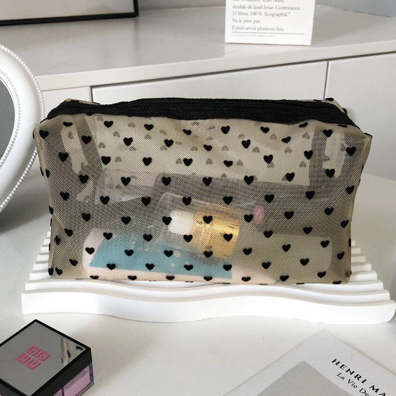New Ins Heart Velvet Makeup Bag for Girls (Large Capacity)