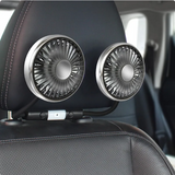 Car Double-Headed Seat Fan with Light and Flexible Hose - Black