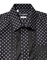 Dolce & Gabbana Black Polka Dot Long Sleeves Gold Formal Shirt