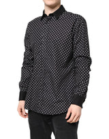 Dolce & Gabbana Black Polka Dot Cotton Formal Dress Shirt