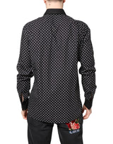 Dolce & Gabbana Black Polka Dot Cotton Formal Dress Shirt