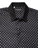 Dolce & Gabbana Black Polka Dot Cotton Formal Dress Shirt