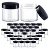 6 OZ Plastic Jars with Lids Elumeiro 48 Pack Clear Cosmetic Container Jas with Black Lids Small Jars with Lids for Lotion Cream Powder Ointments Makeup Eye Shadow Rhinestone Sample