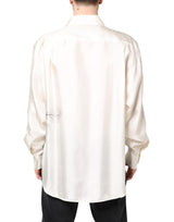 Dolce & Gabbana Ivory Silk Long Sleeves Men Casual Shirt