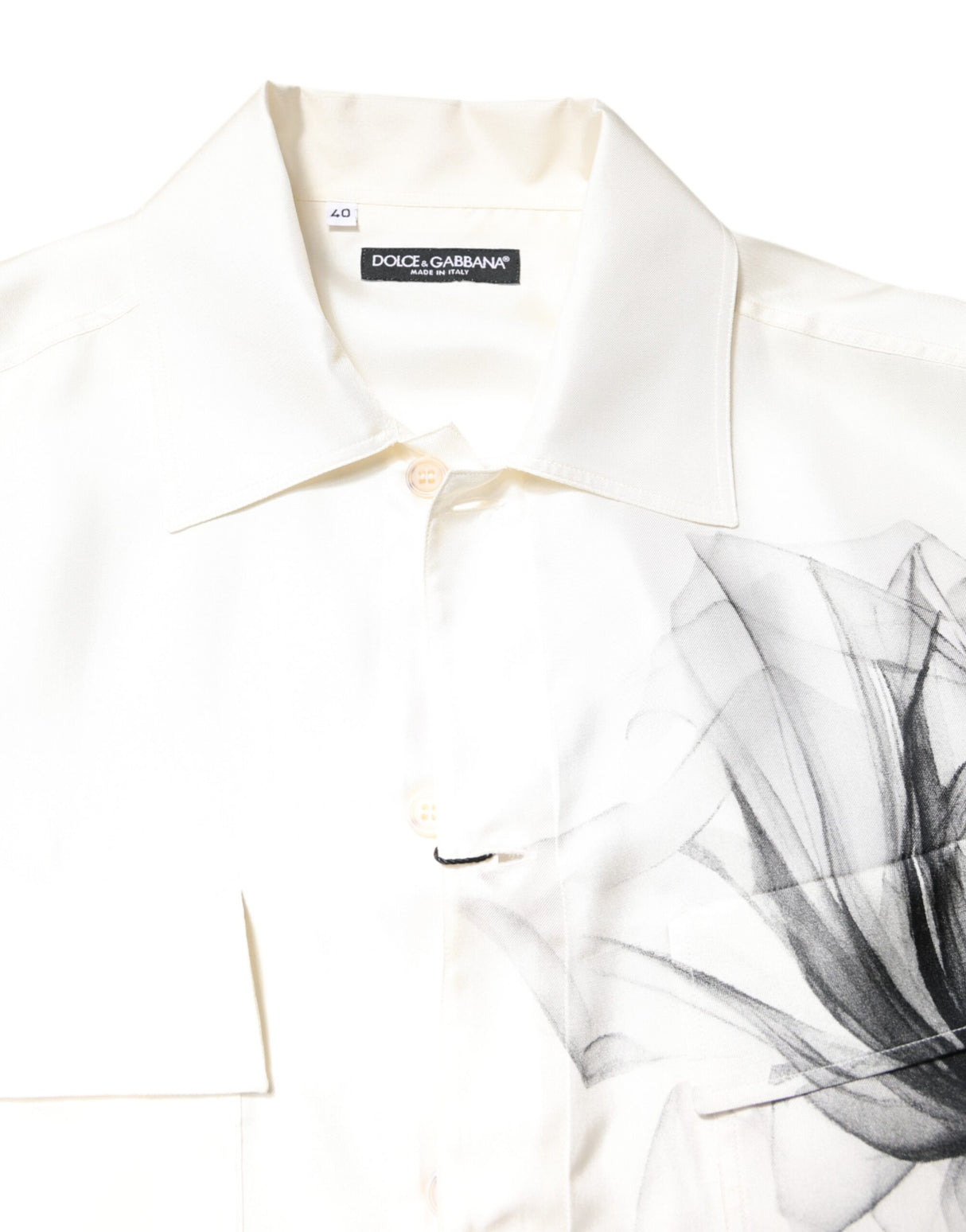 Dolce & Gabbana Ivory Silk Long Sleeves Men Casual Shirt