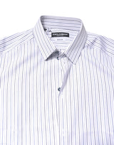 Dolce & Gabbana White Stripes GOLD Cotton Formal Shirt