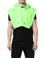 Dolce & Gabbana Green Polyester Hooded Sportswear Vest Sweater