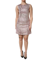 Dolce & Gabbana Pink Jacquard Sleeveless Sheath Mini Dress
