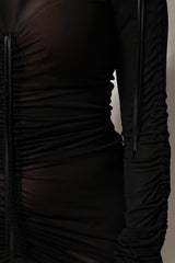 Dolce & Gabbana Black Mesh Trim Bodycon Long Sheath Dress