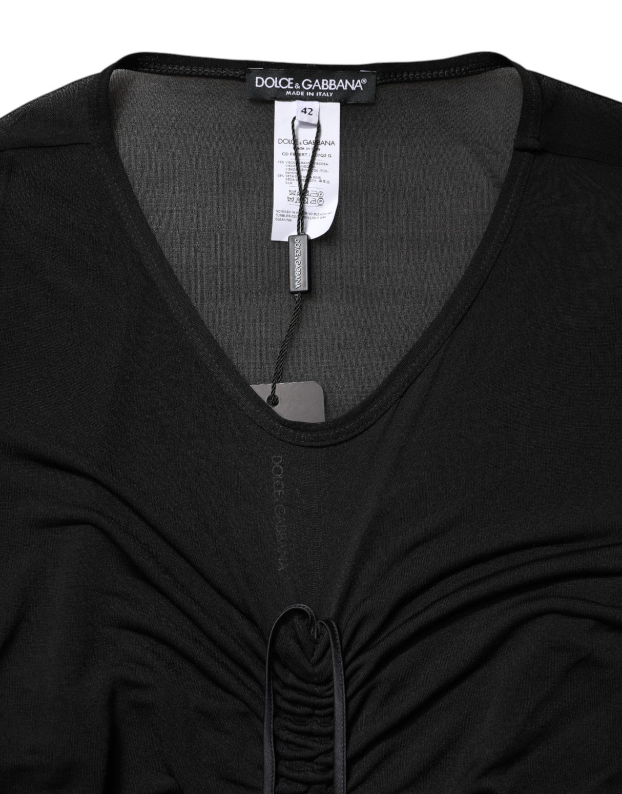 Dolce & Gabbana Black Mesh Trim Bodycon Long Sheath Dress