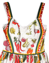 Dolce & Gabbana White Vegetables Sleeveless A-line Dress