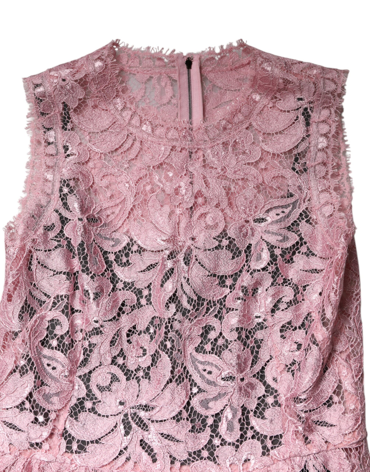 Dolce & Gabbana Pink Floral Lace Sleeveless Sheath Dress