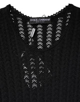 Dolce & Gabbana Black Cashmere Long Sleeves A-line Midi Dress