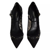 Dolce & Gabbana Black Mary Jane Taormina Lace Pumps Shoes