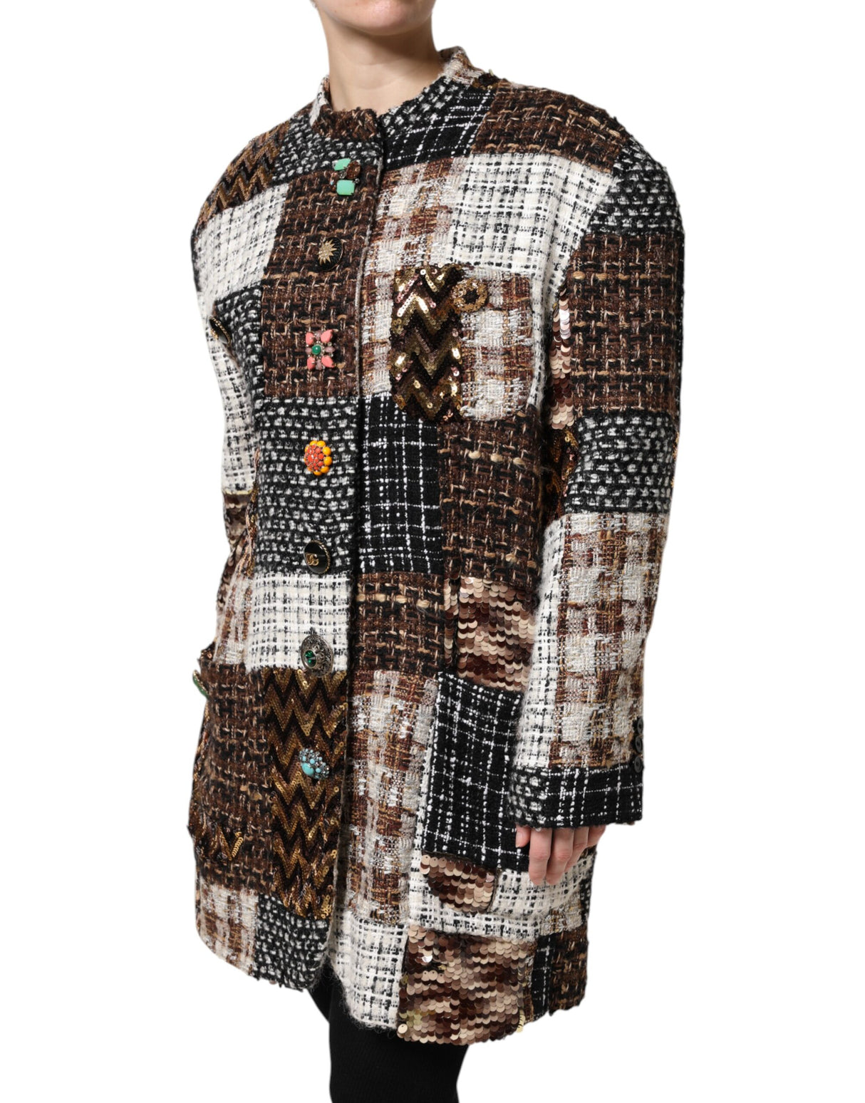 Dolce & Gabbana Multicolor Patchwork Button Down Jacket