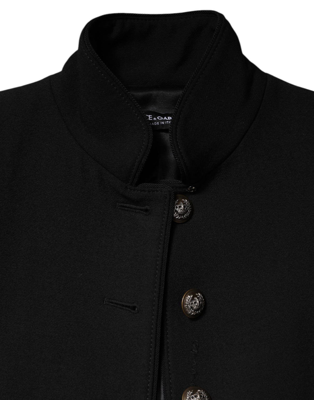 Dolce & Gabbana Black Wool Single Breasted Trench Coat Jacket