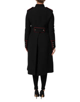 Dolce & Gabbana Black Wool Single Breasted Trench Coat Jacket