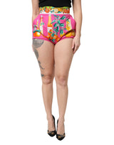 Dolce & Gabbana Pink Printed High Waist Hot Pants Shorts