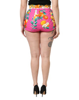 Dolce & Gabbana Pink Printed High Waist Hot Pants Shorts