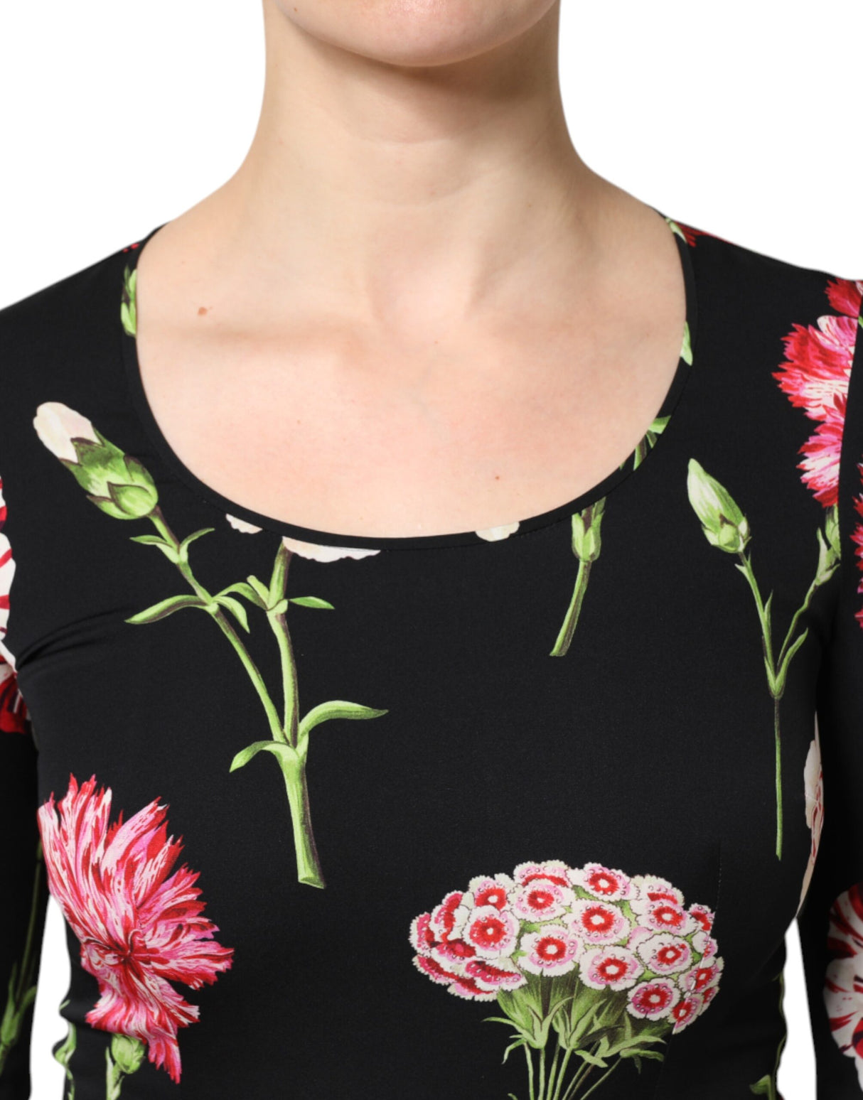 Dolce & Gabbana Black Floral Long Sleeve Women Blouse Top