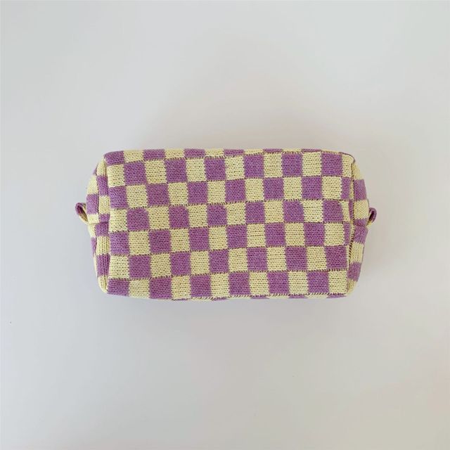 Lattice Cosmetic Bag - Knitted Fabric Makeup Organizer