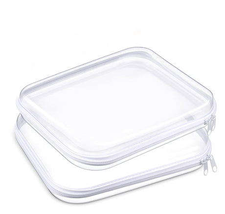 Clear Hard shell Zipper CaseClear Makeup CaseClear Plastic Pencil Case With Zipper Portable Double Zipper Hard Bag For Snacks Toy Intimate Apparel Toiletries Storage
