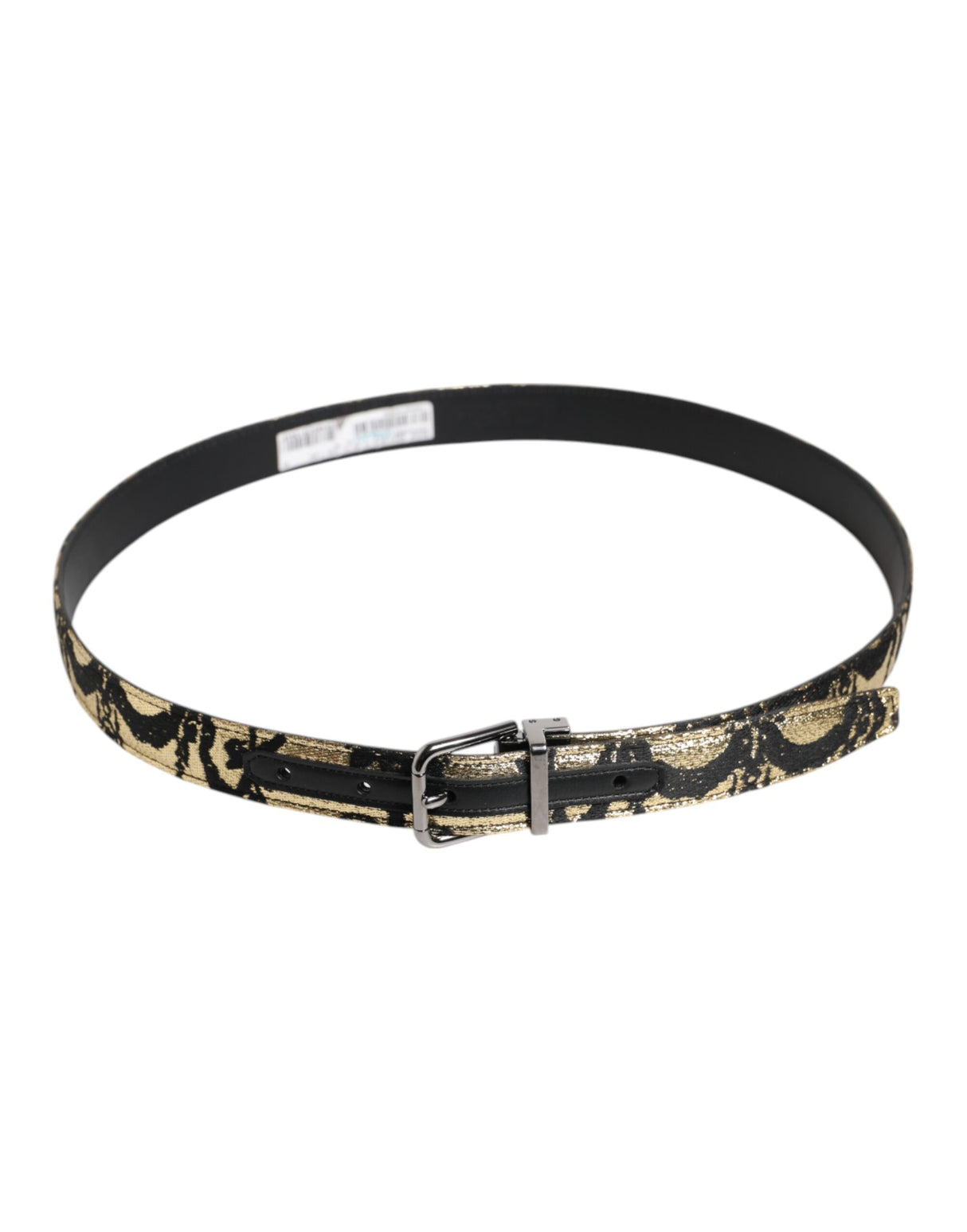 Dolce & Gabbana Multicolor Jacquard Leather Metal Buckle Belt