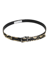 Dolce & Gabbana Multicolor Jacquard Leather Metal Buckle Belt