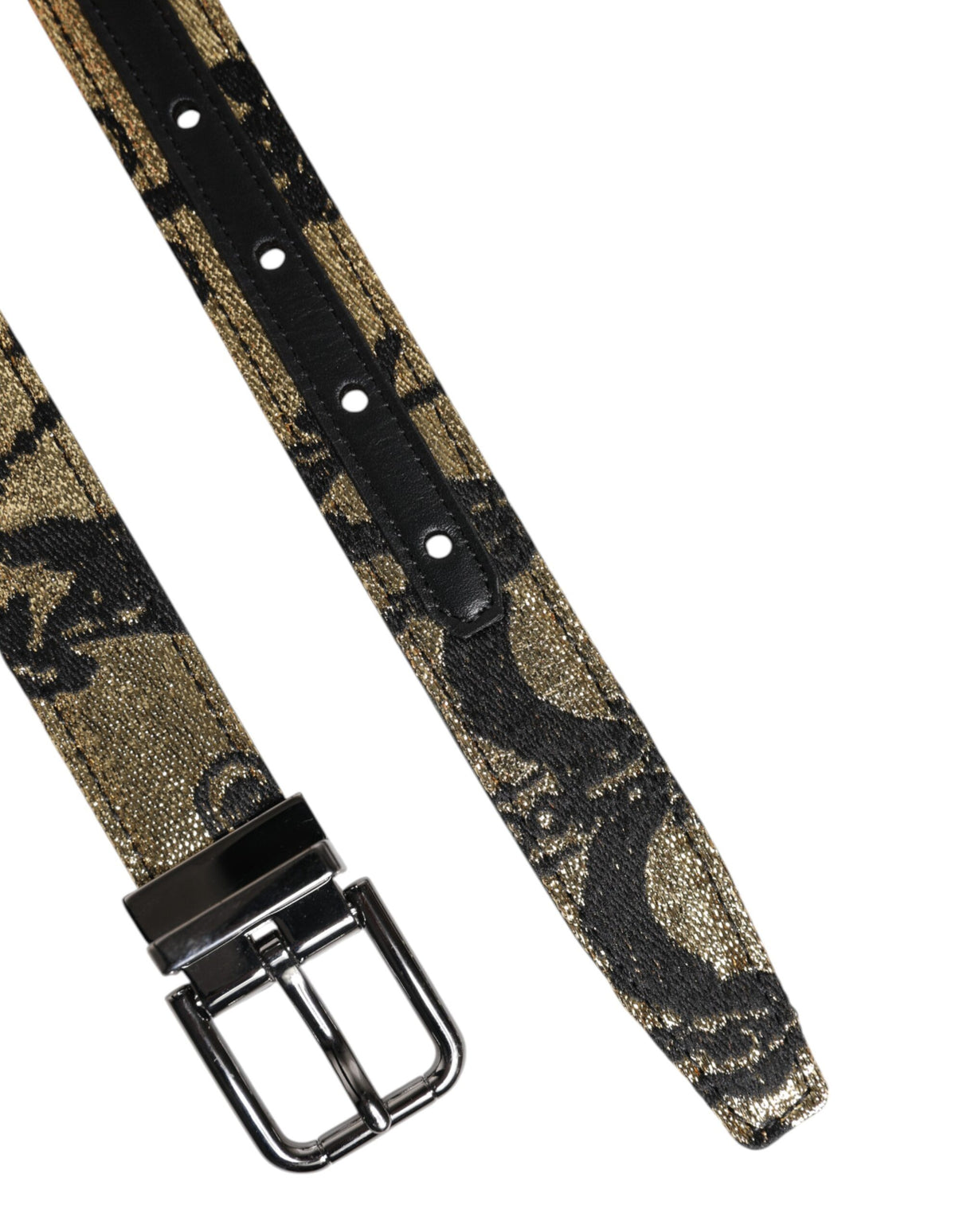 Dolce & Gabbana Multicolor Jacquard Leather Metal Buckle Belt