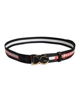 Dolce & Gabbana Black Cotton Logo Print DG Buckle Belt