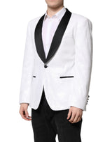 Dolce & Gabbana White Nylon Single Breasted Coat Blazer