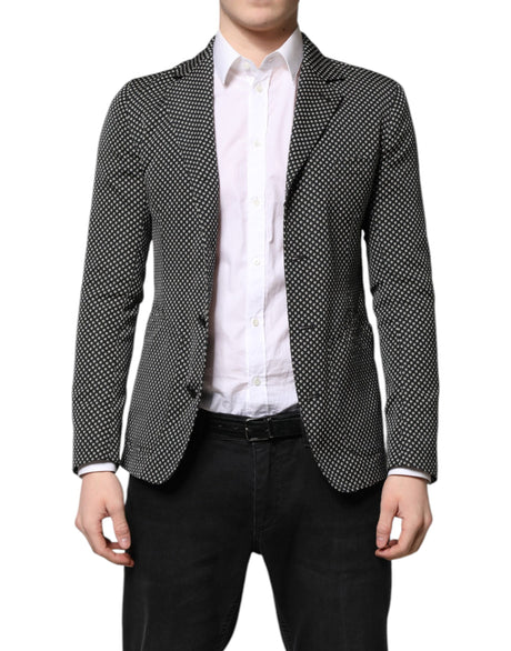 Dolce & Gabbana Black White Patterned Men Suit Coat Blazer