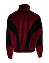 Dolce & Gabbana Red Black Cotton Logo FullZip Bomber Jacket