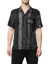 Dolce & Gabbana Black Silk Floral Print Short Sleeves Shirt