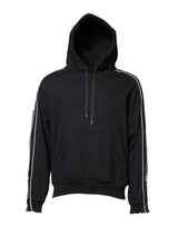 Dolce & Gabbana Black Cotton Logo Hooded Sweatshirt Sweater