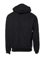 Dolce & Gabbana Black Cotton Logo Hooded Sweatshirt Sweater