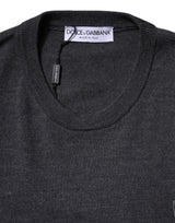 Dolce & Gabbana Gray Wool Logo Knitted Men Pullover Sweater
