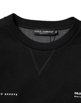 Dolce & Gabbana Black Cotton Logo Knitted Pullover Sweater