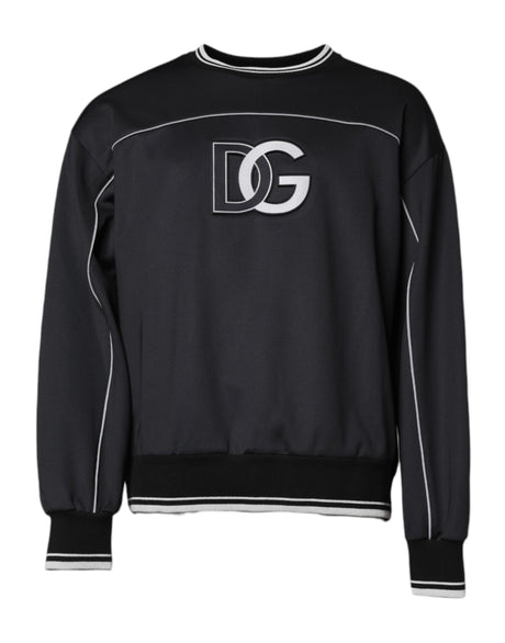 Dolce & Gabbana Black Logo Polyester Crew Neck Men Pullover Sweater