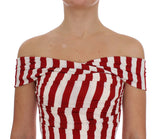 Dolce & Gabbana Red White Silk Stretch Dress